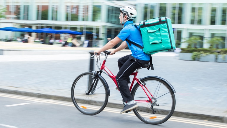 Food courier on a bike